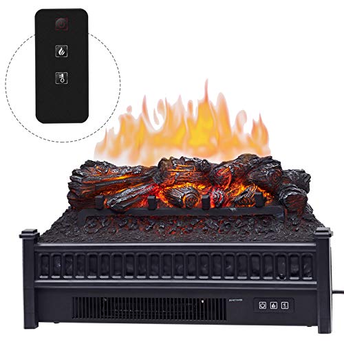 HOMCOM Electric Faux Fireplace 4777 BTU Heater with Realistic Ember Bed, Flames, and Remote Control