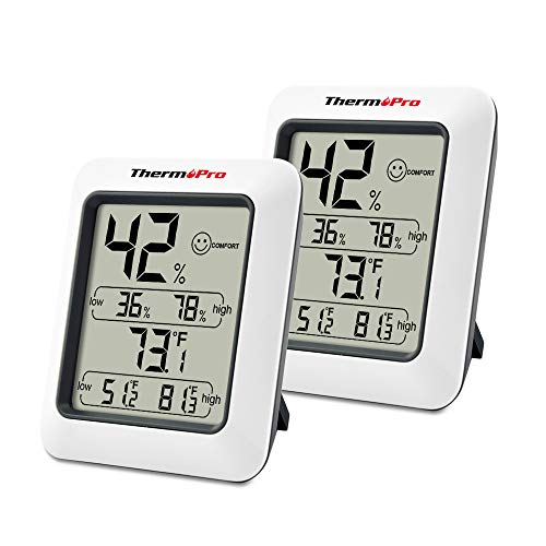 ThermoPro TP50 2 Pieces Digital Hygrometer Indoor Thermometer Room Thermometer and Humidity Gauge with Temperature Humidity Monitor