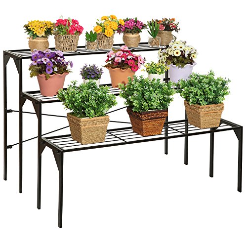 Large Modern Black Metal 3 Tier Shelf Flower Plant Display Stand Rack/Freestanding Home Decor Shelves