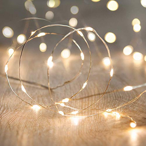LED String Lights, ANJAYLIA 16.5Ft/5M 50leds Battery Operated Fairy Lights for Garden Home Party Wedding Festival Decorations(Warm White)