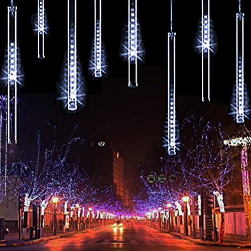 TianNorth Upgraded 30cm 8 Tubes 240 LED USB Meteor Shower Lights, 11.81 inches Ultra Bright LED Raindrop Lights, Waterproof Tubes for Christmas, Tree, Wedding, Party, Yard,etc (White 11.81inches)