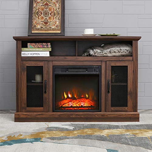 Patio Festival Fireplace Entertainment Center Wooden Electric Fireplaces tv Stand fire Place for TVs up to 50″ Wide, Espresso