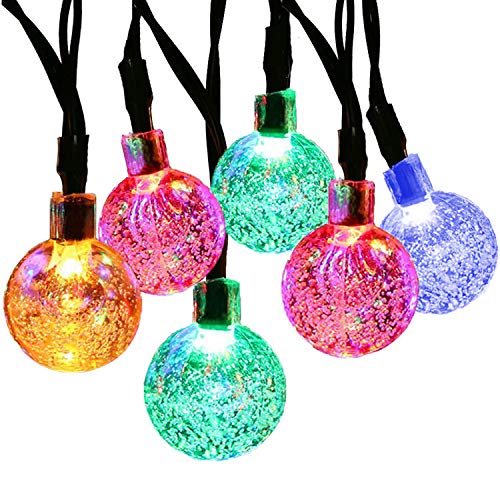 SUPSOO Solar String Light 20ft 30 LED Crystal Ball Waterproof String Lights Solar Powered Lighting for 8 Modes Lighting for Patio,Lawn,Garden,Wedding,Party,Christmas Decorations(Multi-Color)