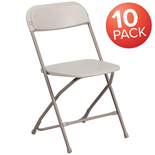 Flash Furniture 10 Pk. HERCULES Series 650 lb. Capacity Premium Beige Plastic Folding Chair