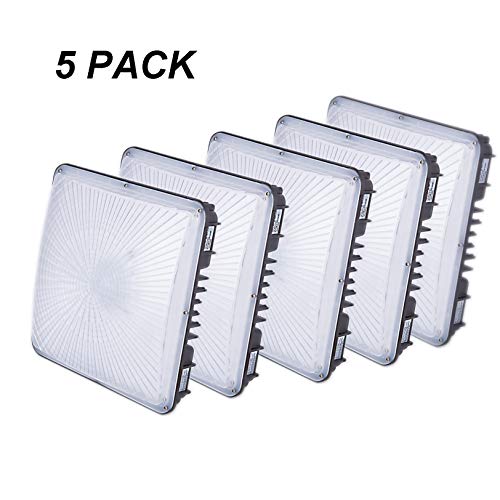 5 Pack JLLEAD Led Gas Station Light UL DLC Listed 80W 5700K Water Proof ip65 LED Canopy Light Commerical Grade Outdoor High Bay Balcony Carport Driveway Ceiling Light