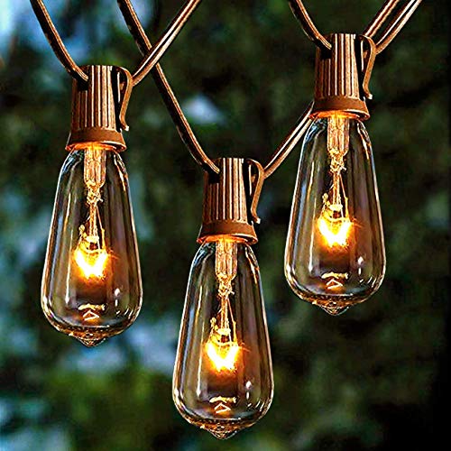 Afirst Outdoor String Lights 20Ft with 20 Edison Bulbs Vintage Bistro String Lights Waterproof UL Listed Patio String Lights for Garden/Backyard Party/Wedding-Brown Cord
