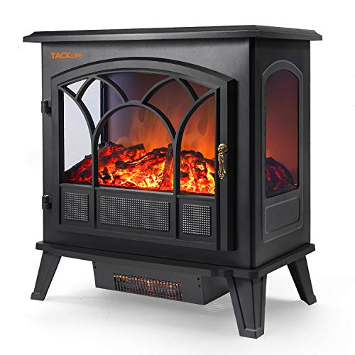 TACKLIFE Electric Fireplace Heater Adjustable Flame Portable Indoor Freestanding Fireplace Stove Dual Mode 750W-1500W 2600BTU-5200BTU CSA Certified