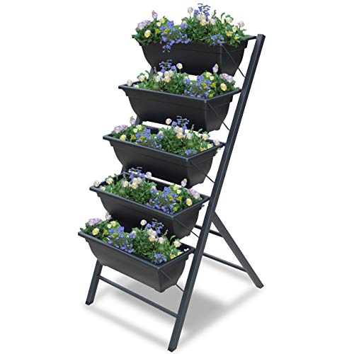 Vertical Garden Planter – 3 3/4 feet high 5 Tiered Raised Garden Box – Indoor or Outdoor planters for Flowers, herb, Vegetables or Seeds