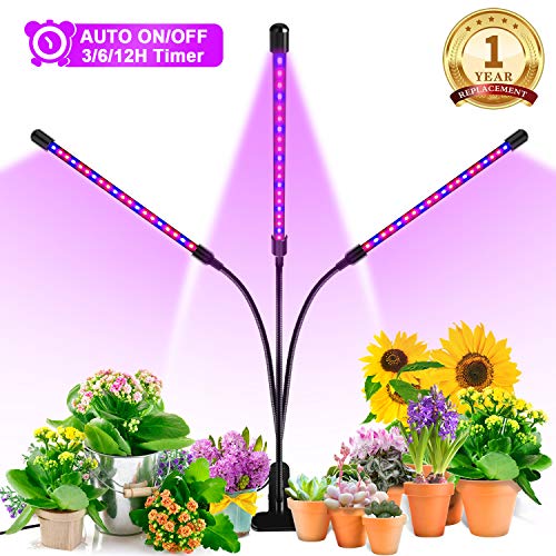 Grow Light, Ankace 60W Tri Head Timing 60 LED 5 Dimmable Levels Plant Grow Lights for Indoor Plants with Red Blue Spectrum, Adjustable Gooseneck, 3 6 12H Timer, 3 Switch Modes