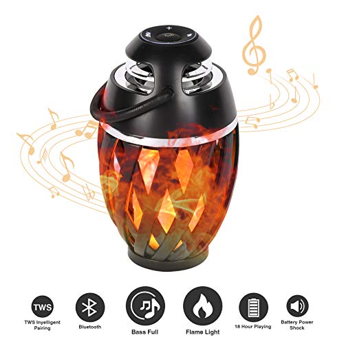 CO-Z Upgraded Wireless Speaker with Torch Light Effect, Outdoor Bluetooth Speaker with LED Flame Torch, Atmosphere Lamp for Outside Camping, Party, Flickering Portable Shower Speaker