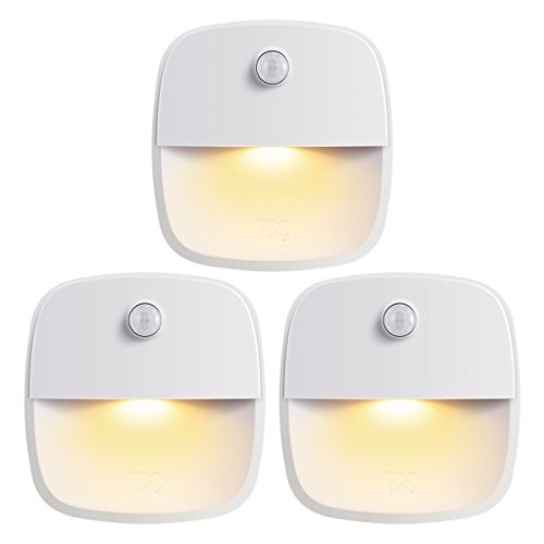 AMIR (Upgraded Version) Motion Sensor Light, Cordless Battery-Powered LED Night Light, Wall Light, Closet Lights, Safe Lights for Stairs, Hallway, Bathroom, Kitchen, Cabinet (Warm White – Pack of 3)