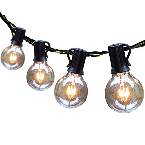 Guddl Globe String Lights G40 UL Listed for Indoor/Outdoor Commercial Decor 50Ft with 55 Clear Bulbs Outdoor String Lights Perfect for Decks Tents Bistro Backyards Patios Parties Umbrellas Wedding DIY