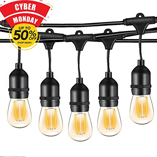 WEILAILIFE Outdoor String Lights, 2W 15 Warm White Led Hanging Light Bulb String Lights for Patio, Porch, Cafe, Party, Yard