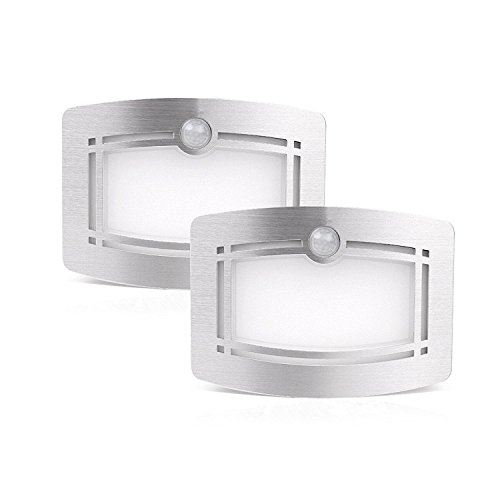 Motion Sensor Closet Lights, OxyLED Wall Lights Battery Operated, Luxury Aluminum Stick-on Anywhere Wall Lamp Sconces, Motion Sensor Indoor Security Light for Stair, Kitchen, Bathroom, Hallway, 2 Pack