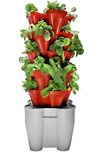 Mr. Stacky Smart Farm – Automatic Self Watering Garden – Grow Fresh Healthy Food Virtually Anywhere Year Round – Soil or Hydroponic Vertical Tower Gardening System (Standard Kit, Terracotta)