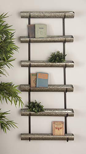Deco 79 70556 Iron 6-Tiered Wall Planter, Gray