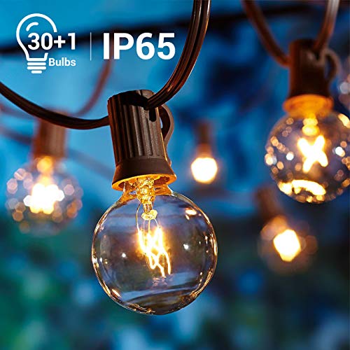 Quntis 33FT 30Bulbs G40 Outdoor Globe String Lights, Waterproof Connectable Edison String Lights – Christmas Decorative Lights for Indoor Patio Backyard Porch Cafe Bistro Pergola Party Wedding