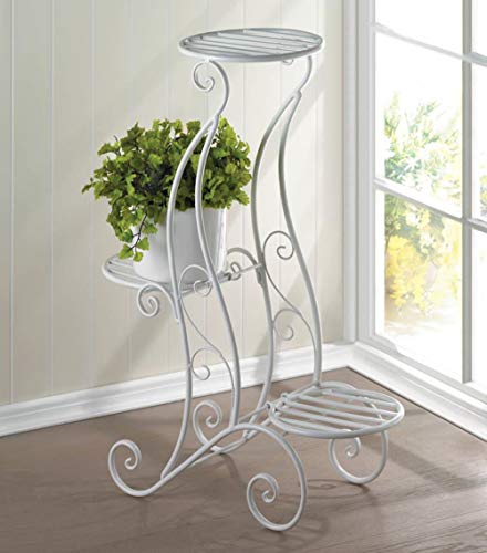 Aspen Tree 3 Tiered Plant Stand Multi Tier Wrought Iron Plant Stands, Decorative Planter Metal Plant Shelf White Round Flower Pot Racks, Garden Plant Lover Gifts for Mother’s Day Birthday Christmas