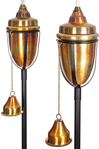 H Potter Copper Torches Rustic Patio Outdoor Garden Torch Set of Two