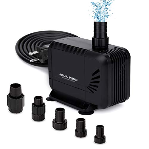 GROWNEER 1600GPH Submersible Pump 85W Ultra Quiet Fountain Water Pump, 6000L/H, with 16.4ft High Lift, 5 Nozzles for Aquarium, Fish Tank, Pond, Hydroponics, Statuary