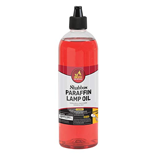Paraffin Lamp Oil – Red Smokeless, Odorless, Clean Burning Fuel for Indoor and Outdoor Use with E-Z Fill Cap and Pouring Spout – 32oz – by Ner Mitzvah
