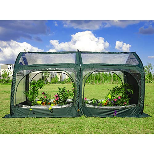 porayhut UPF 50+ Pop up Greenhouse,Cold-Treated Clear PVC and Durable 600D Oxford Flower House for Plants,Outdoor Portable Greenhouses with 4 Zipper Doors Backyard Warm House