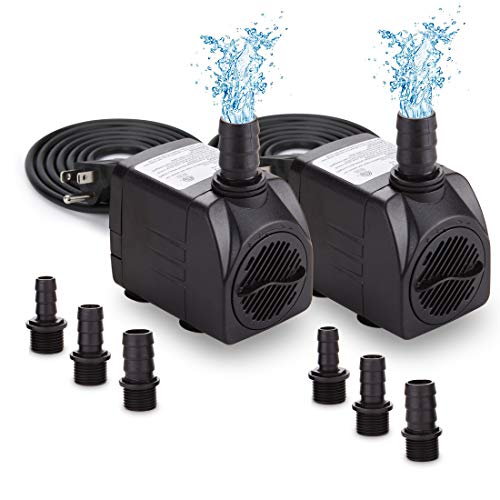 GROWNEER 2 Packs 550GPH Submersible Pump 30W Ultra Quiet Fountain Water Pump, 2000L/H, with 7.2ft High Lift, 3 Nozzles for Aquarium, Fish Tank, Pond, Hydroponics, Statuary