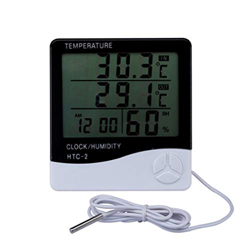 YIWMHE Large Screen Multifunctional Indoor and Outdoor Electronic Digital Temperature and Humidity Meter Probe Thermometer