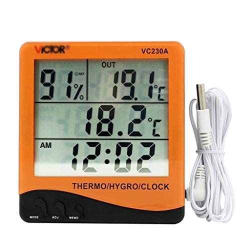 YIWMHE Digital Temperature Humidity Meter Laboratory Thermometer Hygrometer Monitor with Alarm Dual Indoor Outdoor Probe