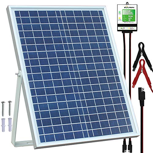SOLPERK 20W Solar Panel，12V Solar Panel Charger Kit+8A Controller， Suitable for Automotive, Motorcycle, Boat, ATV, Marine, RV, Trailer, Powersports, Snowmobile etc. Various 12V Batteries. (20W Solar