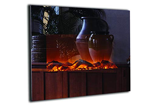 Touchstone 80008 – Onyx Electric Fireplace – (Mirror) – 50 Inch Wide – On Wall Hanging – 5 Flame Settings – Realistic Flame – 1500/750 Watt Heater – Log & Crystal Included – Timer & Remote