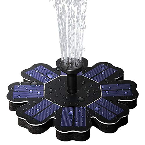 lailme Solar Fountain,Solar Powered Fountain Pump for Bird Bath, New Model Solar Water Fountain Pump 1.6W with 4 Different Spray Pattern Heads for Pool, Garden, Pond, Fish