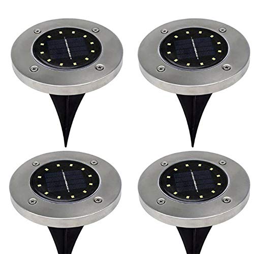 Nesee 4Pcs 12LED Solar Powered Ground Lights Outdoor lamp Waterproof LED Solar Path Lights Garden Landscape Spike Lighting for Yard Driveway Lawn Pathway – Sliver