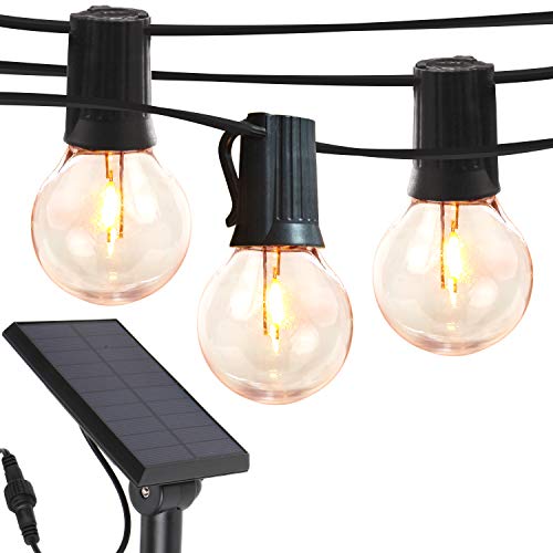 Brightech Ambience Pro – Waterproof Solar LED Outdoor String Lights – 1W Retro Edison Filament Bulbs – 27 Ft Globe Lights Create Bistro Ambience In Your Yard, Pergola – Soft White
