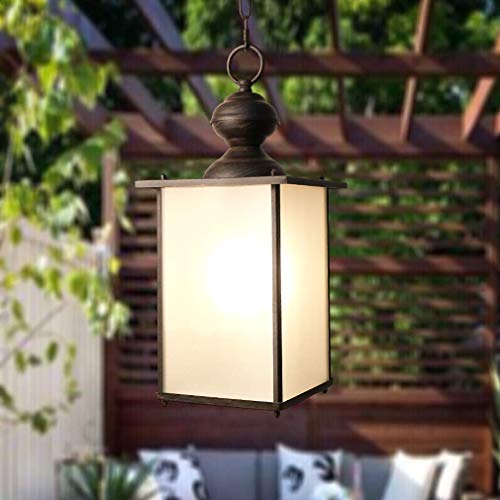 Rubbed Bronze Outdoor Pendant Light for Porch, Lamomo Black Dinging Ceiling Light Fixture Outdoor Farmhouse Hanging Light,Water-Proof Exterior Lantern with Blasting Glass Light Bulb