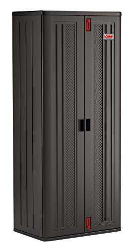 Suncast Commercial Blow Molded Tall Cabinet, Black Storage Shed, Outdoor Use, 6 Shelf