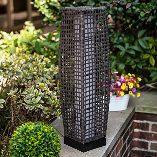 Floor Lamp Grand Patio Outdoor Lamp Patio Lights Solar Powered Lantern Weather-Resistant Rattan Deck Lights, Lamp Large-Sized for Garden