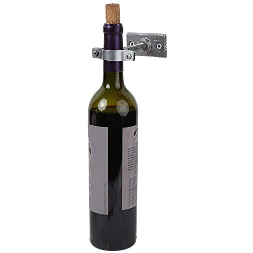 Lily’s Home Bar Wall Mount Single Wine Bottle Display Holder, Industrial Design with Mounting Hardware, Works with Wine or Liquor Bottles, Silver Finish (4-1/2″ x 1-3/8″ x 2-3/4″)
