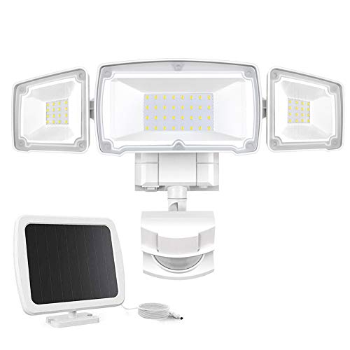 Solar Security Lights Outdoor, SONATA Super Bright LED Solar Motion Sensor Light with 3 Adjustable Heads, 1500LM 6000K IP65 Waterproof Flood Light for Backyard, Pathway and Patio