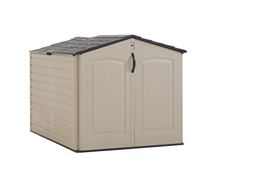 Rubbermaid Roughneck Storage Shed, Slide-Lid, Faint Maple and Brown