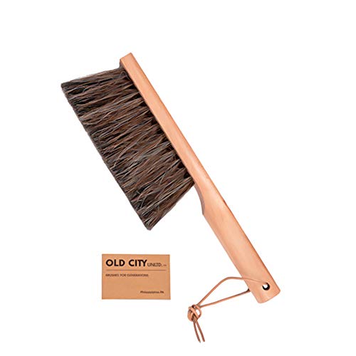 Dustpan Brush-Bench Brushes are Used as a Counter, Hand, Woodworking, Gardening, Furniture, Drafting, Patio, Fireplace Cleaning -Large 13 Inches Shop Brush-USA-Horsehair – Beech Wood, Leather Tie