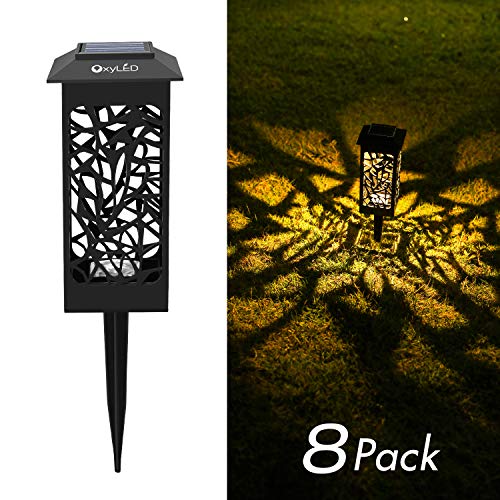OxyLED Solar Path Lights Outdoor, 8 Pack LED Garden Pathway Lights Solar Powered, Decorative Landscape Lighting Security Light Auto On/Off Dusk to Dawn for Lawn, Patio, Yard, Halloween, Christmas