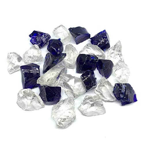 Fire Pit Glass for Outdoor Propane Fire Pit, Blend of Cobalt Blue and Crystal Colors, Extreme Temperature Rating, Good for Natural Gas or Propane fire fits, 10 pounds
