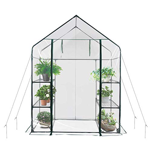 SAVICOS Walk-in Greenhouse with Observation Windows Large Greenhouse Indoor Outdoor with 6 Sturdy Shelves-Grow Plants,Grow Plants, Seedlings, Herbs, or Flowers in Any Season-Gardening Rack 