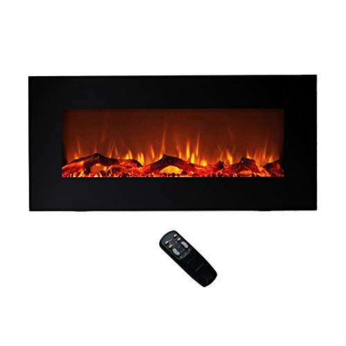 FLAME&SHADE Electric Fireplace Heater – Wall Mounted or Freestanding – Width 34in
