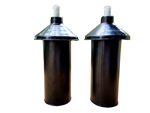 Set of (2) Metal REFILLABLE Tiki Torch Replacement CANNISTERS with Fiberglass Wick!