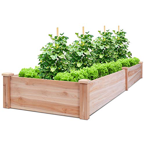 Giantex Raised Garden Bed Planter, Wooden Elevated Vegetable Planter Kit Box Grow for Patio Deck Balcony Outdoor Gardening, Natural