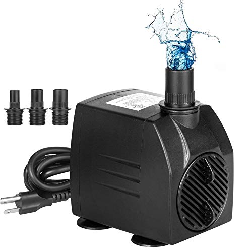 AsFrost Fountain Pump, 400GPH Submersible Water Pump, 25W Outdoor Water Fountain Pond Pump with 8.2ft High Lift, 3 Nozzles for Aquarium, Pond, Fish Tank, Water Pump Hydroponics, Backyard Fountain