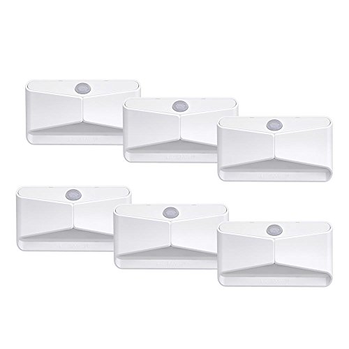 Mr. Beams MB710 LED Nightlight, Wireless, Battery-Powered, Motion-Sensing For Use In Bedroom, Stairs, Nursery, Kitchen & More, Six-Pack, White