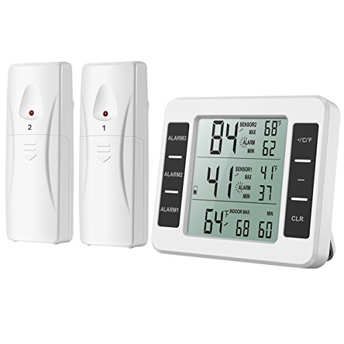 AMIR Refrigerator Thermometer, Wireless Indoor Outdoor Digital Freezer ...